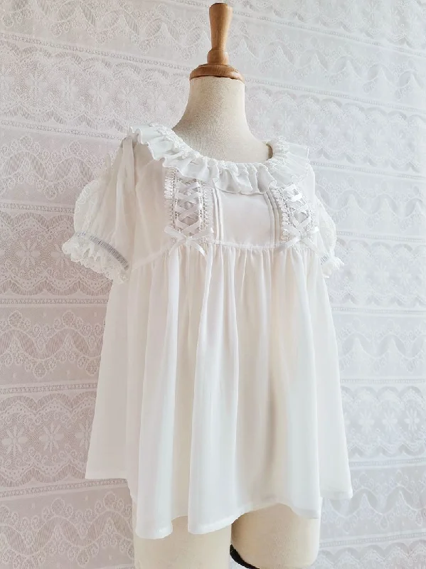 White Chiffon Lace Blouse