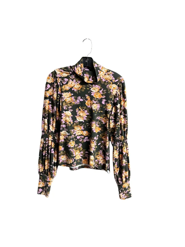 Top Long Sleeve By Anthropologie In Floral Print, Size: S