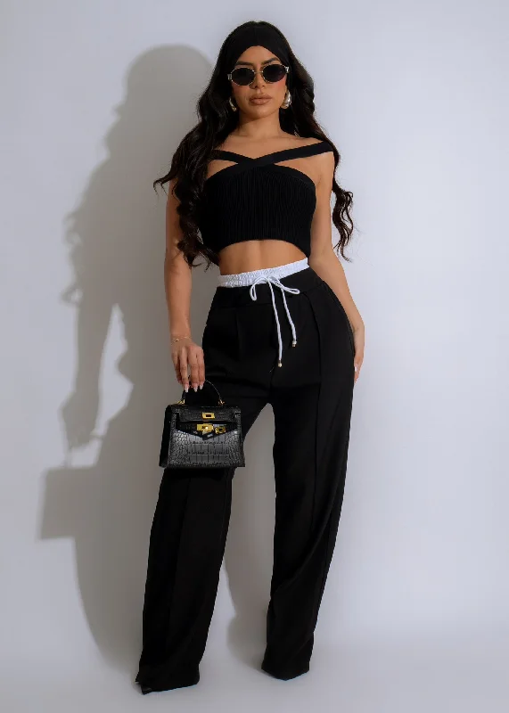 Miss Perfect Ribbed Crop Top Black