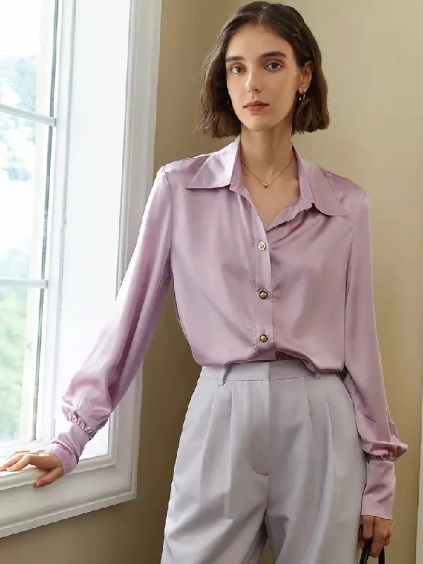 Vintage Straight Lapel Long Sleeve Minimalist Casual Blouse