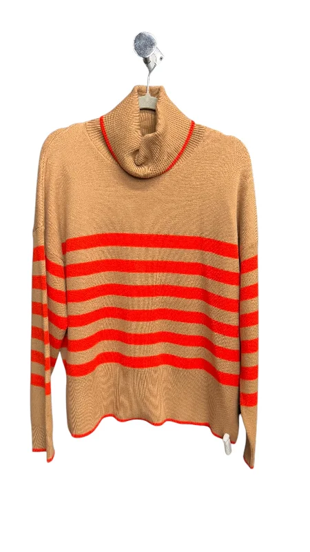 Sweater By Tahari By Arthur Levine In Brown & Orange, Size: Xl