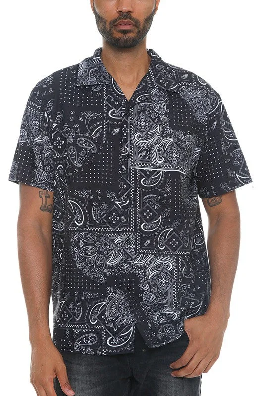 Weiv Mens Collared Print Button Down