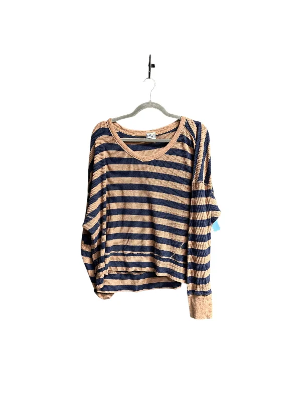 Top Long Sleeve By Aerie In Striped Pattern, Size: L