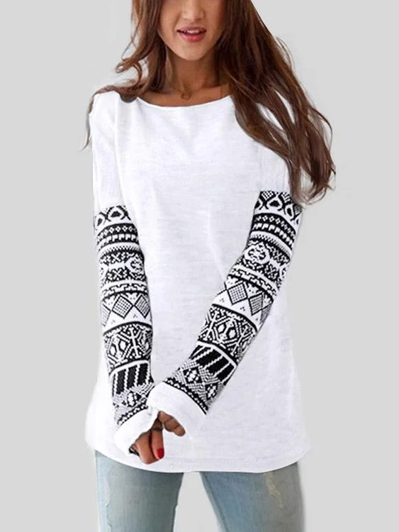 Wholesale Round Neck Printed Long Sleeve Tee