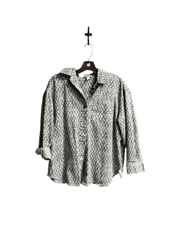 Top Long Sleeve By Clothes Mentor In Checkered Pattern, Size: Xxs