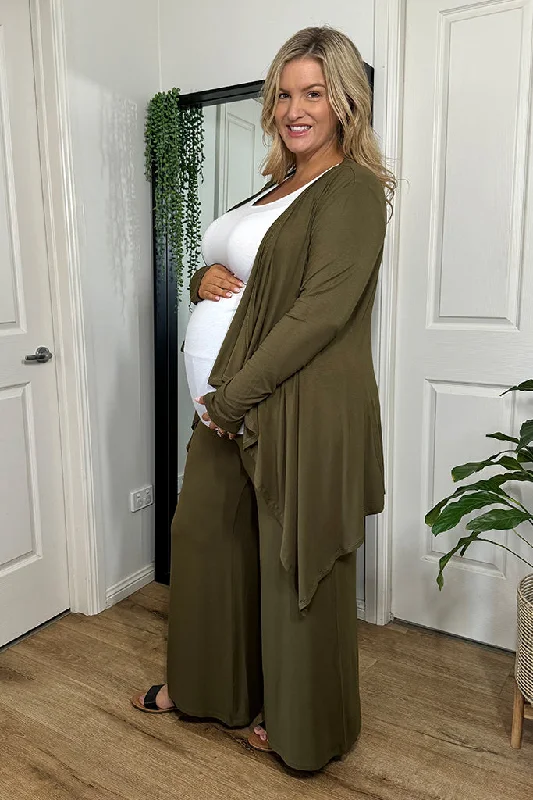 Waterfall Maternity Cardigan - Dark Olive