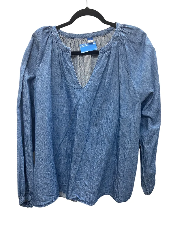 Top Long Sleeve By Old Navy In Blue Denim, Size: L