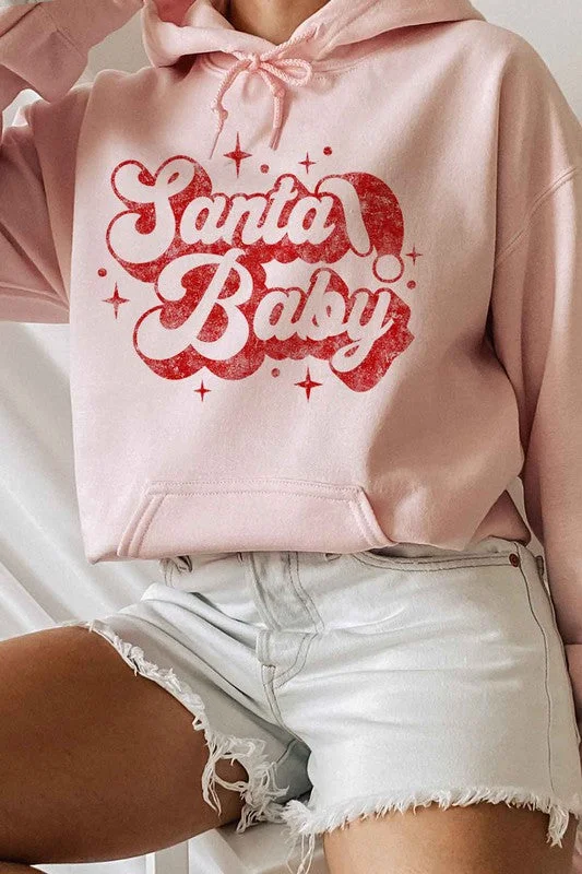 Alphia Santa Baby Christmas Graphic Hoodie Plus Size